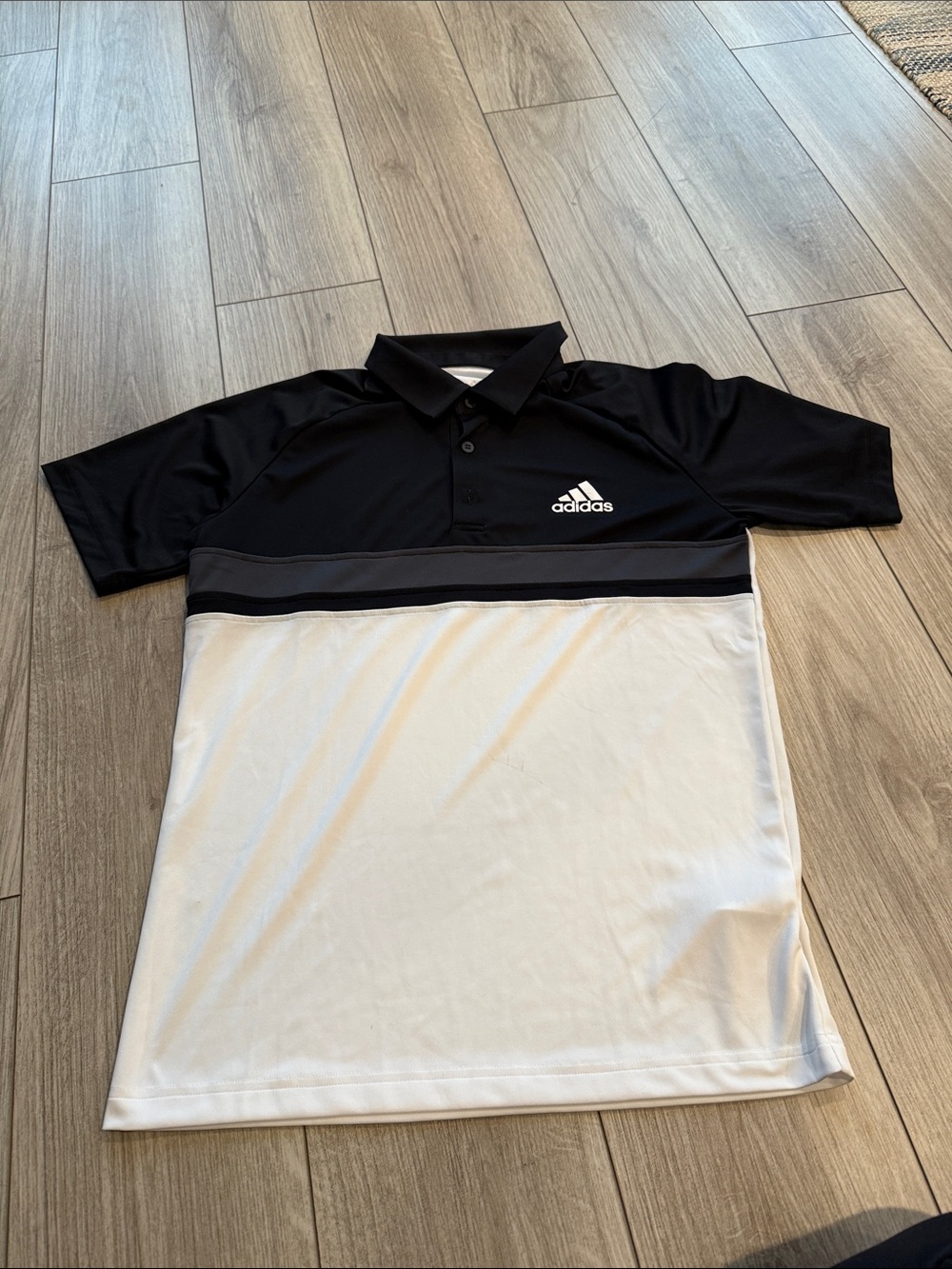 Adidas men’s Black and White Colorblock Golf Polo Small